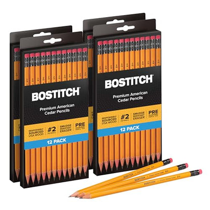 Bostitch Office Premium #2 Pencils, American Cedar Wood, Pre-Sharpened, HB Graphite, 48-Pack - size: 1 Count (Pack of 48)