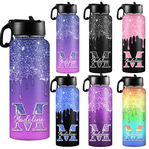 D-Story Personalized Water Bottle for Boys Girls Custom 18oz Stainless Steel Insulated Water Bottles with Name or Text Kid's Sport Water Bottle Travel Cup for Birthday Back to School Gifts - color: Design 7