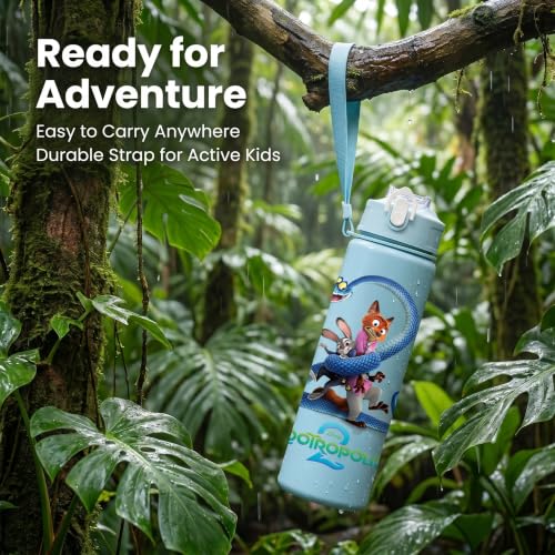 Cartoon Huntrix Water Bottle for Girls, 25oz Leak Proof with Straw Lid, Gifts for Girls (Zootopia) - color: Zootopia