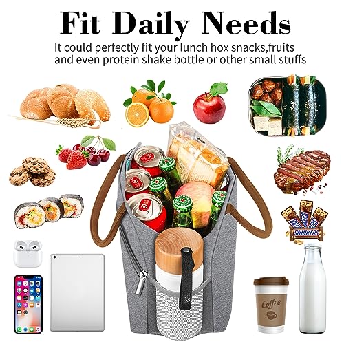 Coobiiya Insulated Lunch bag Women Reusable Cute Lunch Box for Women | Large Capacity Lunch Tote Cooler Thermal Leakproof for Work Travel Picnic - color: Gray