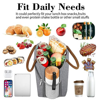 Coobiiya Insulated Lunch bag Women Reusable Cute Lunch Box for Women | Large Capacity Lunch Tote Cooler Thermal Leakproof for Work Travel Picnic - color: Gray