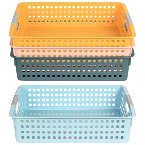 4Pcs Classroom Organization and Storage Paper Tray Holds,Holds 4A Paper | Paper Trays for Classroom Toy,Crayons,Handicrafts Storage,Also for Library, Drawers, Office, Kitchen, Bathroom - color: 4 Color