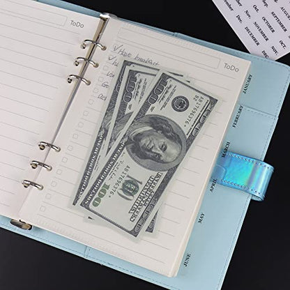 A5 Clear PP Cash Envelopes 2 Set 6 Tabs Binder Pockets Dividers 12 Sheets Budget Zipperless 6 Hole Loose Leaf Index Envelopes for 6 Ring Binder Money Bills Organizer (A5) - size: A5