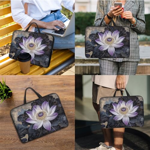Laptop Sleeve Bag with Handle Computer Protective Soft Cover Case for 14 Inch 13 Inch Laptop,Lotus Chinese Painting - color: Lotus Chinese Painting