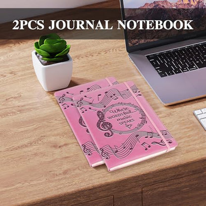 Music Gift 2 PCS Blank Sheet Music Notebook Where Words Fail Music Speaks Gift Manuscript Paper Notebook (2pcs Music -Pink) - color: 2pcs Music -Pink