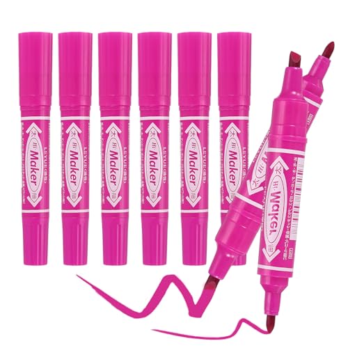 PATIKIL Broad & Fine Tip Markers, 8Pcs Oil-Based Markers Dual Tip Brush Highlighter for Adult Artists Drawing Coloring Painting Sketching, Pink (0.2" /0.07") - color: Pink