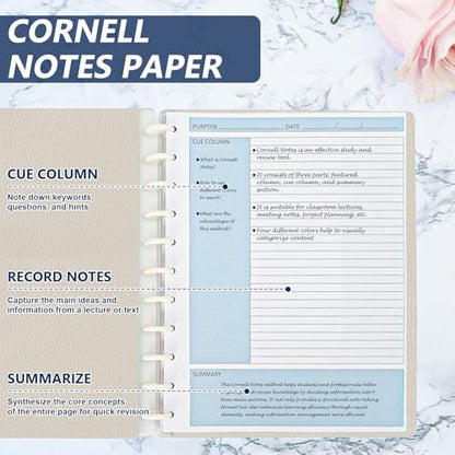 100 Sheet 11-Disc Cornell Notes Loose Leaf Paper 8.5×11 Inch for Discbound Planner Letter Size College Ruled Cornell Note Notebook 9/32" Spacing Taking System Filler Paper for School Office 80gsm - size: Letter Size-11-Disc