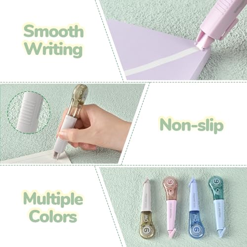 Temiary 8 Pcs Correction Tape Pens, Aesthetic for Instant Correction, Easy to Use, Pen Shaped Applicator for Office School Supplies, 1/5 Inch x 236 Inches