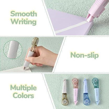 Temiary 8 Pcs Correction Tape Pens, Aesthetic for Instant Correction, Easy to Use, Pen Shaped Applicator for Office School Supplies, 1/5 Inch x 236 Inches