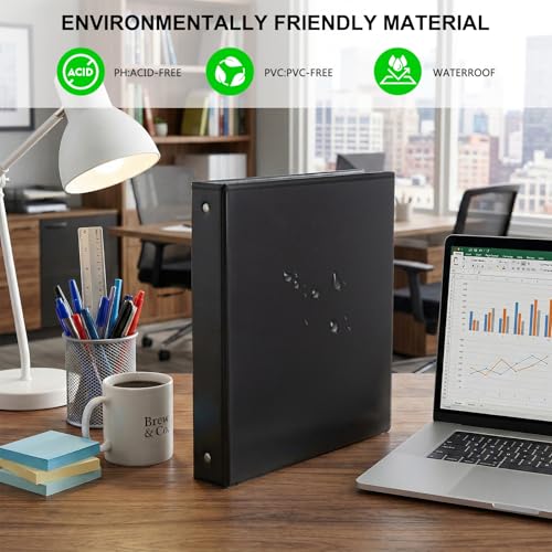Comix Durable 1.5 Inch 3 Ring Binder with Clear Cover, 1.5" Round View Binder with 2 Interior Pockets, 300 Sheets Capacity of US Letter Size Paper, PVC-Free, Office School Supplies, 8 Pack (Black) - color: Black, size: 1.5 inch, style: 8 Pack