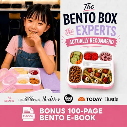 kinsho Glitter Bento Box Lunch Box for Kids Girls, Cute School Snack Meal Prep Container for Lunches, Pink - color: Pink Glitter