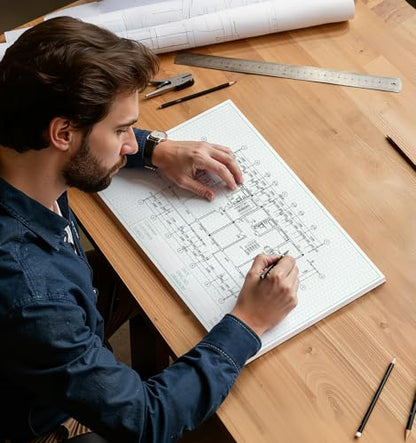 Isometric Graph Paper, 11"x17" Dot Grid Paper, 0.25" Grid, 50 Sheets Landscape, Easy-Tear Glue-Bound, 11"x17" Cardboard Backing, for Drafting, Engineering, Architect Designers - color: 1 Pack-Dot Grid (50 Sheets/Pad), size: 11" x 17"Landscape