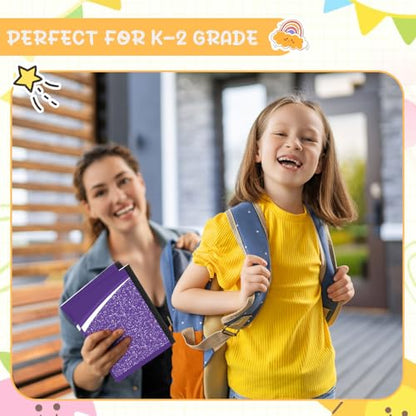 Fainne 30 Pack Primary Ruled Composition Notebook, Grade K-2 Journal 100 Pages, 7-1/2" x 9-3/4" Kindergarten Primary Drawing Story Notebook for Kids Drawing and Writing(Purple) - color: Purple