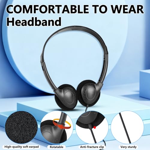 USB C Kids Headphones Bulk 25 Pack for School Classroom,Wired | On-Ear USB Type C Headphones for Boys Girls Students Tablet Travel Computer Smartphones Testing (Black)