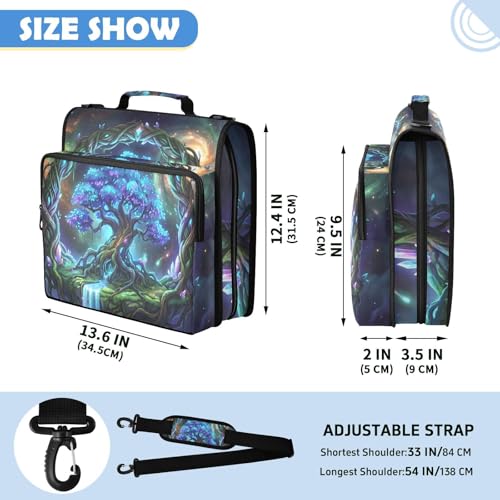 Fantasy 2inch 3 Ring Zipper Binder Multi-Pocket Storage Holds 14 Inch Laptop for Students and Office Use - color: Fantasy