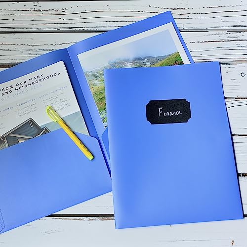 Youngever 6 Pack Heavy Duty Plastic Two Pocket Folders, Heavy Duty Plastic 2 Pocket Folder (Blue) - color: Blue