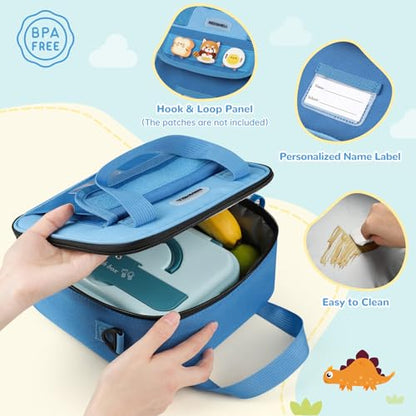 REDSHELL Lunch Box Kids, Large Insulated Lunch Bag for Boys, Dark Blue | Tactical Style, Cooler Lunchbag, Square Toddler Lunchbox, School & Daycare, Lunch Tote, Water Bottle Holder, Adjustable Strap - color: Dark Blue