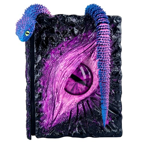 Handmade Big Eye Monster Embossed Journal,Resin Engraving Notebook,Blank Paper,Hardcover Travel Notepad for Writing,Sketchbook,Collection,Gift,Decoration Diary for Man Woman A5 (Purple with snake) - color: Purple with purple snake