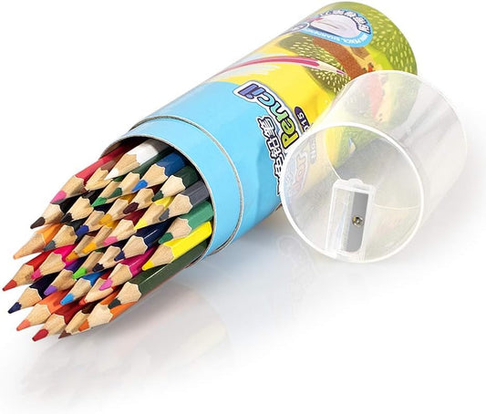 Leven 36 Pack Colored Pencils with Built-in Sharpener in Tube Cap, Vibrant Color Presharpened Pencils for School Kids Teachers, Soft Core Art Drawing for Coloring, Sketching, and Painting