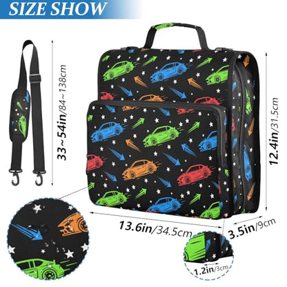 Cars Arrows Black Print 3 Ring Zipper Binder with Shoulder Strap & Handle 1.5 Inch D-Ring Zippered Bag with Pencil Pouch,Expanding File Folder, Binder Organizer for School or Office - color: Cars Arrows Black