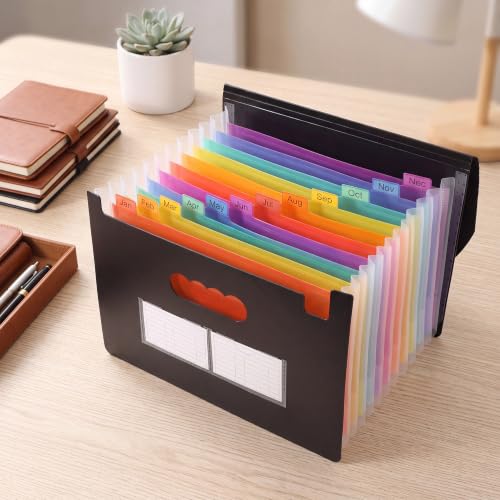 Mr. Pen- Accordion File Organizer, Expanding File Folder with 12 Pockets | Portable Letter A4 Size Document Holder with Blank Labels for Bills, Receipts, Tax Papers, School, Office & Home Filing