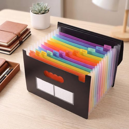 Mr. Pen- Accordion File Organizer, Expanding File Folder with 12 Pockets | Portable Letter A4 Size Document Holder with Blank Labels for Bills, Receipts, Tax Papers, School, Office & Home Filing