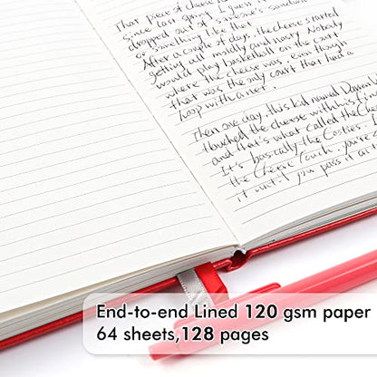 24 Pack Journal Notebook for Work, Feela Business Notebook Bulk Hardcover Lined Writing Journal with Pen Holder for Men Women Note Taking, with 24 Black Pens, 120 GSM, 5.1”x8.3”, A5, Red - color: 24 Pack red