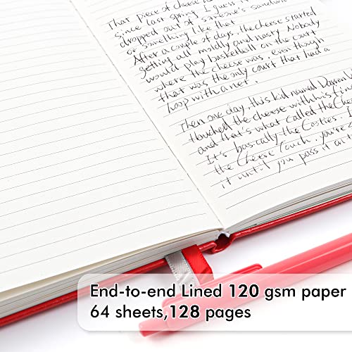 feela 12 Pack Notebooks Journals Bulk with 12 Black Pens, A5 Hardcover Notebook Classic Ruled Journal Set with Pen Holder for School Business Work Travel Writing, 120 GSM, 5.1”x8.3”, Red - color: 12 Pack red