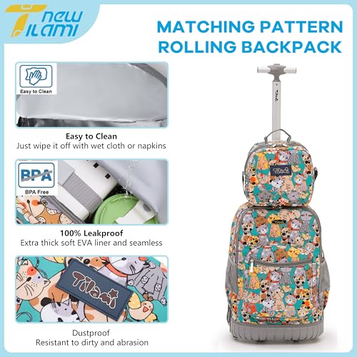 NEW TILAMI Kids Lunch Bag Double Insulated for tilami Rolling Backpack Girls Boys forTravel School Picnic, Punk Cat - color: Punk Cat