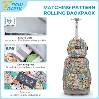 NEW TILAMI Kids Lunch Bag Double Insulated for tilami Rolling Backpack Girls Boys forTravel School Picnic, Punk Cat - color: Punk Cat