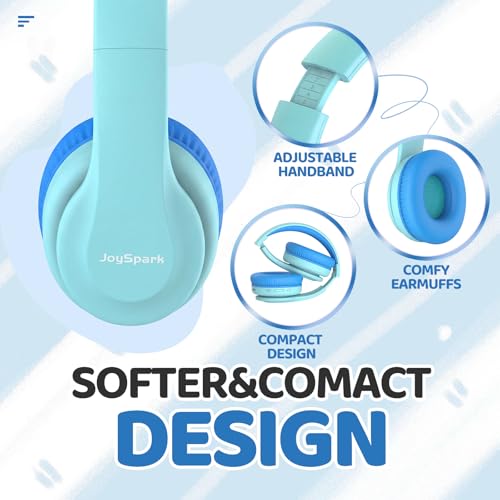 JoySpark Kids Bluetooth Headphones, Lightweight Wireless Headphones for Kids, 85/94dB Volume Limited, 60 Hours Playtime, Bluetooth 5.3, Over-Ear Toddler Headsets with Built-in Mic (Macaron Blue) - color: Macaron Blue