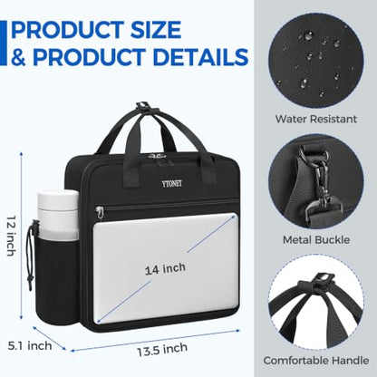 Ytonet Zipper Binder Bag, 2 Inch 3 Ring Binder with Zipper Fit 14 Inch Laptop, 500 Sheets Capacity Zippered Binders with Shoulder Strap & Removable O-Ring Pad for College, Office, Work, Black - color: 2 In-full Black