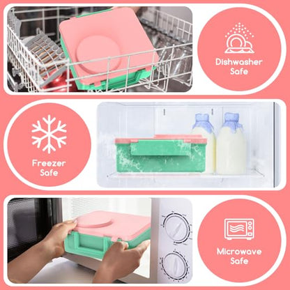 Bento Box for Kids - Leak-Proof Bento Lunch Box with Insulated Thermo Food Jar - 4 Compartments, 1 Removable Divider, 1 Spoon, 1 Fork - Dishwasher Safe, BPA-Free (Light pink) - color: Light Pink