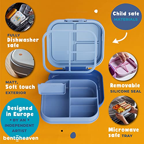 Bentoheaven Premium Bento Lunch Box for Kids, 9 Designs, Leak-proof 3-4 Compartments, Divider, Ideal size 30oz, Microwave/Dishwasher Safe Kids Bento Box (Loncheras Para Niños/Niñas)[Ice Blue] - color: Ice Blue
