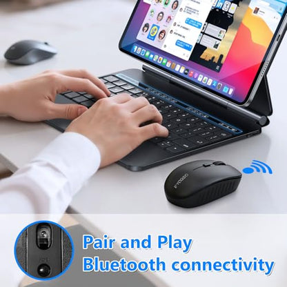 E-YOOSO Wireless Bluetooth Mouse, Compact Mini Portable Ambidextrous Computer Mouse, Smooth Tracking & 5 Adjustable DPI up to 4000 for PC, Laptop, iPad, MacBook & Apple Devices (Black)