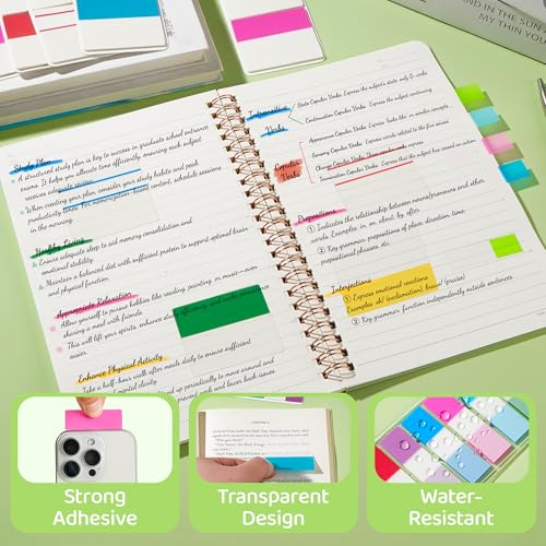 800 Pieces 2 Inch Sticky Index Tabs, 31 Sets 10 Colors, Writable Repositionable Page Tabs & File Tabs for Notebooks, 3 Ring Binders, Folders, Dividers and Filing