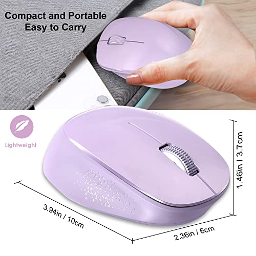 YXLILI Wireless Mouse for Laptop Ergonomic Computer Cordless Mice Portable Silent Optical Mouse with USB Receiver, 1600DPI for Laptop Windows Chromebook Mac Notebook Desktop (Purple)