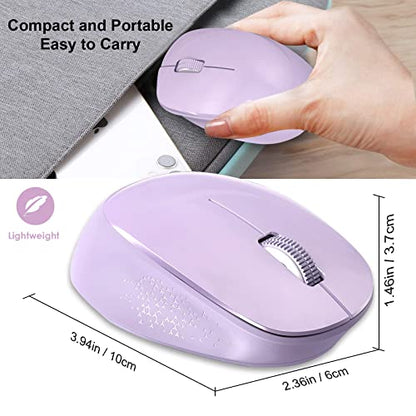 YXLILI Wireless Mouse for Laptop Ergonomic Computer Cordless Mice Portable Silent Optical Mouse with USB Receiver, 1600DPI for Laptop Windows Chromebook Mac Notebook Desktop (Purple)