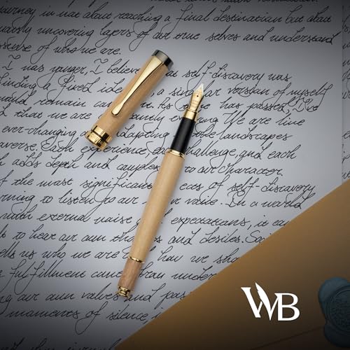Wordsworth & Black Fountain Pen Gift Set, Includes Ink Bottle, 6 Cartridges, Refill Converter, 4 Replacement Nibs, Luxury Bamboo, Journaling, Calligraphy, Smooth Writing Pens [Maple Wood] - color: Maple Wood
