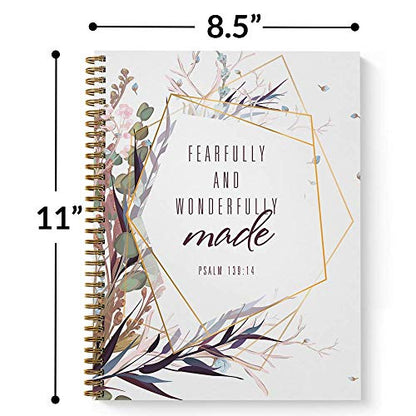Gotcha Covered Notebooks Softcover Wonderfully Made 8.5" x 11" Religious Spiral Notebook/Journal, 120 College Ruled Pages, Durable Gloss Laminated Cover, Gold Wire-o Spiral. Made in the USA - color: Wonderfully Made