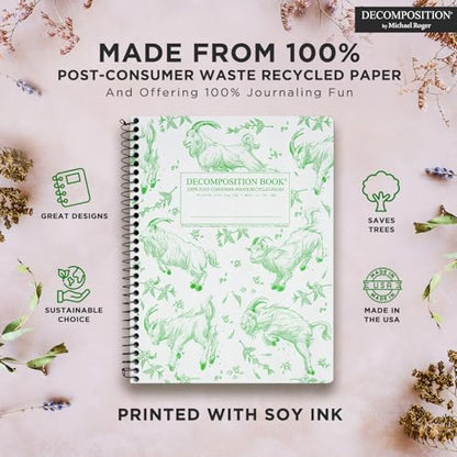 Decomposition Goatbook College Ruled Spiral Notebooks – 9.75 x 7.5 Journal with 160 Lined Pages – Notebooks for School Supplies, Home & Office – 100% Recycled Paper – Made in USA - color: Green Goatbook, style: Spiral-bound