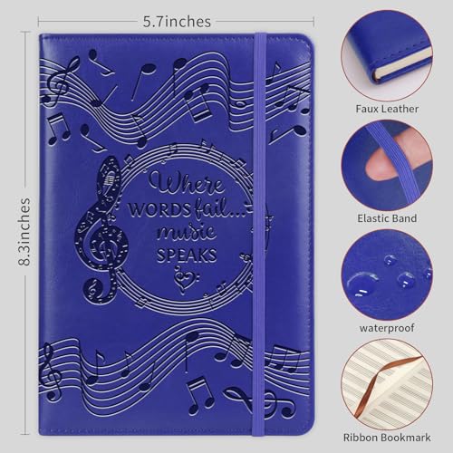 Music Gift 2 PCS Blank Sheet Music Notebook Where Words Fail Music Speaks Gift Manuscript Paper Notebook (2pcs Music -Purple) - color: 2pcs Music -Purple