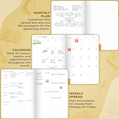 Clever Fox Teacher Planner, School & Homeschool Book, A4 Size Amber Yellow | Undated, 8.5x11, lay-flat binding, heavy-duty hardcover, teacher lesson weekly & daily planner, homeschool supplies - color: Amber Yellow, size: A4 (8.5" x 11")