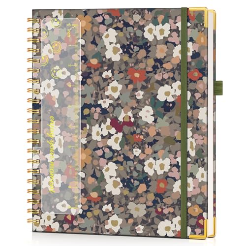 Hardcover Spiral Notebook Journal 8.5” x 11”, A4 Large Cute Notebooks for Women Men, Lined College Ruled Notebook, 100 GSM Paper, Spiral Bound Journals for Work School Note Taking Business, Petals - color: Petals, size: Lined