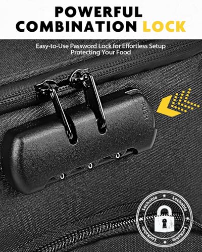 Lunch Bag with Combination Lock, Lunch Box for Men Women, Adjustable Shoulder Strap & Leakproof Soft Cooler for Commute, Travel & Gym - color: Black2
