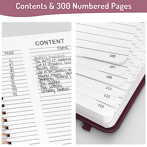 Forvencer Lined Spiral Journal Notebook with 300 Numbered Pages, B5 College Ruled Thick Journals for Writing with 100GSM Paper, Hardcover Notebooks with Contents for Work, School, Women, Men, Burgundy | College Ruled Thick Journals for Writing with 100GSM