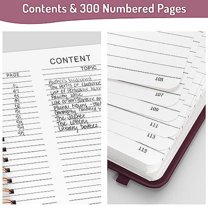 Forvencer Lined Spiral Journal Notebook with 300 Numbered Pages, B5 College Ruled Thick Journals for Writing with 100GSM Paper, Hardcover Notebooks with Contents for Work, School, Women, Men, Burgundy | College Ruled Thick Journals for Writing with 100GSM