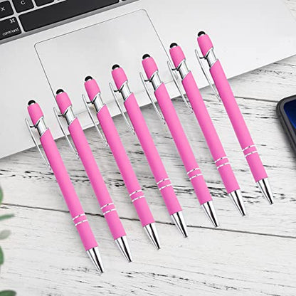 PASISIBICK 12 Pieces Pink Ballpoint Pen with Stylus Tip, 2 in 1 Stylus Stylish Pen, Premium Metal Stylus Pen for Touch Screens, Black Ink, 1.0 mm Medium Point(12 PCS Pink) - color: 12 Pcs Pink Stylus Pens