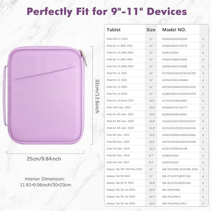 MoKo 9-11 Inch Padded Tablet Sleeve Protective Carrying Case for 11" iPad Air M4 2026, iPad A16/Pro 11 M5, i-Pad 10th/Air 5/4th 10.9, iPad9/8. 10.2, Tab S8/S9 11, Tablet Bag with Handle, Lilac - color: Lilac, size: 9-11 Inch