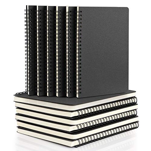 EUSOAR Spiral Notebook, A5 12packs 5.5"X8.3" 120 Pages Lined Travel Writing Notebooks Journal, Memo Notepad Sketchbook, Students College Office Business Subject Diary Ruled Book Journal-Black Cover - color: Black, size: 12 Packs